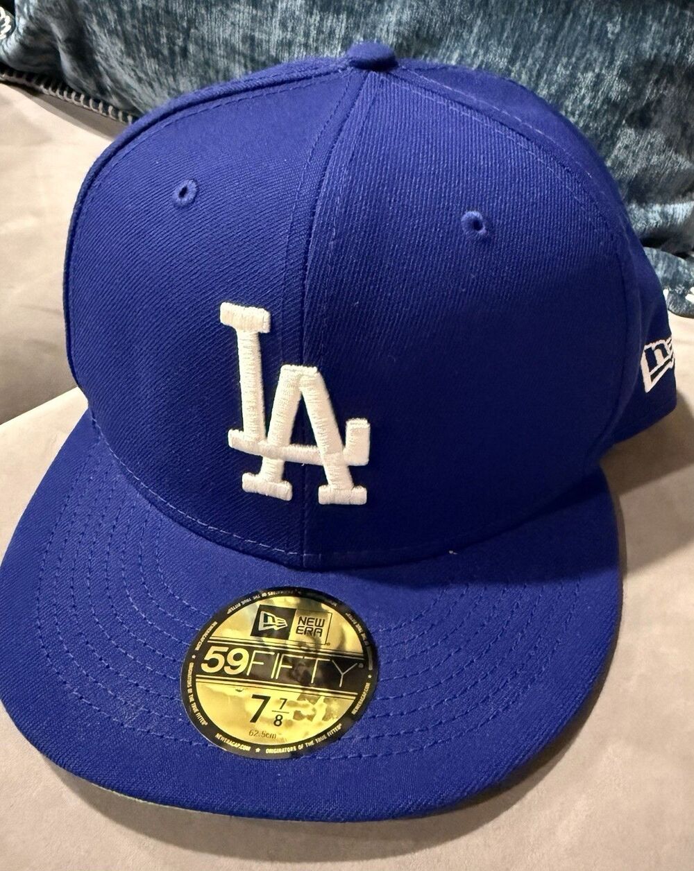 New Era 59FIFTY LA Dodgers 1988 World Series Gold Patch Fitted Hat Blue 7 7/8